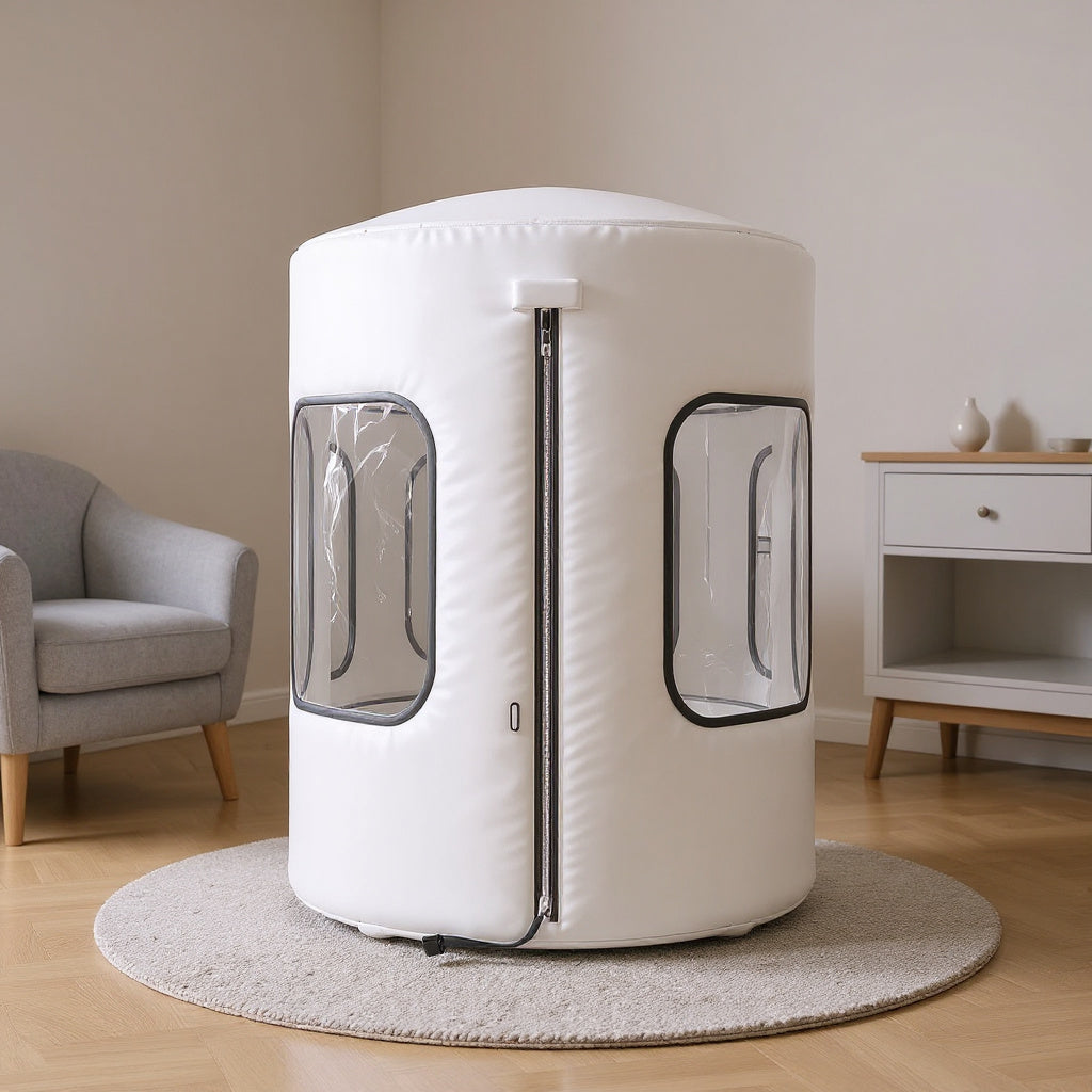 Portable hyperbaric oxygen chamber in a home setting