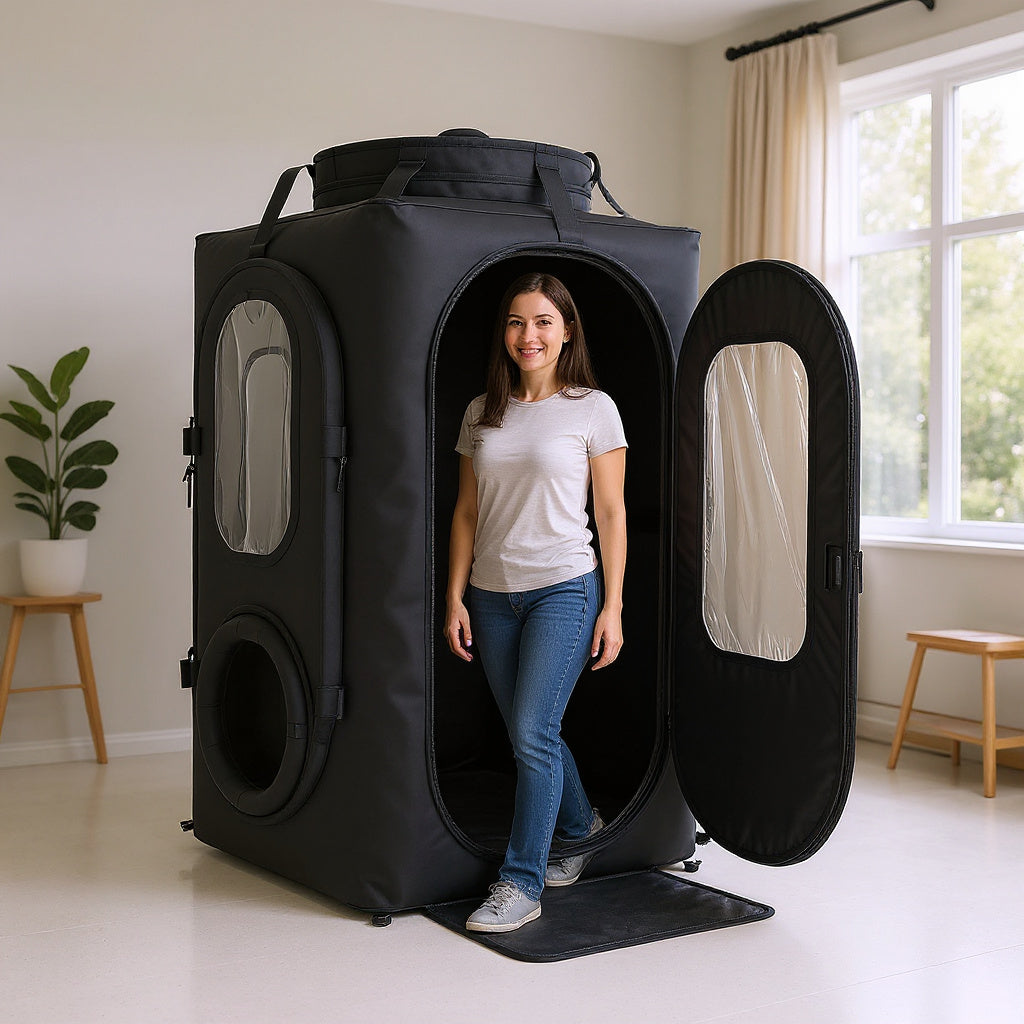 Durable Fabric Portable Hyperbaric Chamber – 78 x 82 x 210 cm, Black, Modern view 6