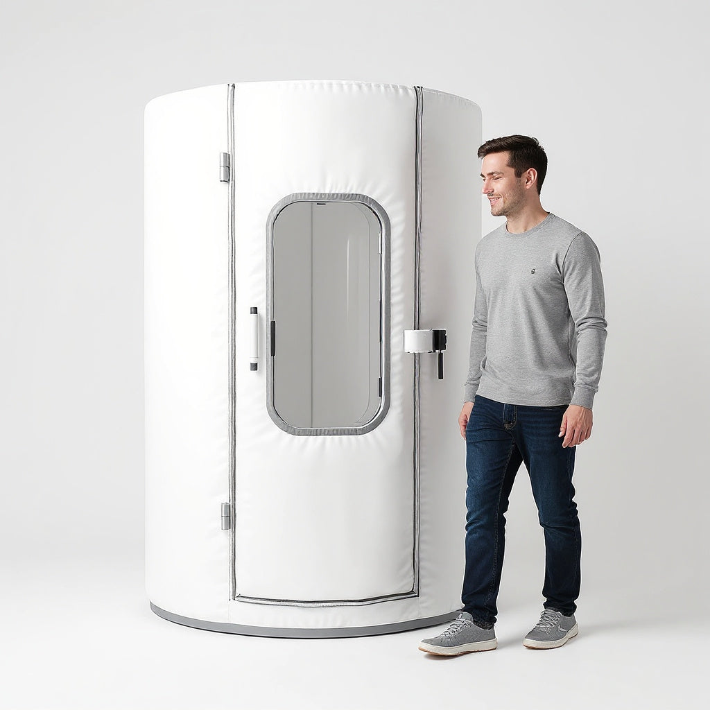Medical-Grade Fabric Vertical Flow Hyperbaric Oxygen Therapy System – Compact Design, 30" x 60", White view 7
