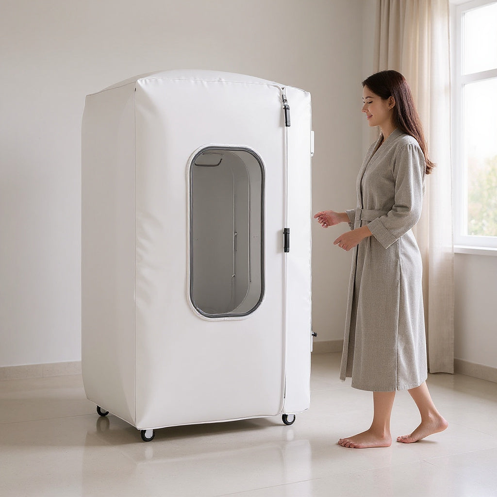 Nylon Hyperbaric Oxygen Therapy Chamber – 75 x 85 x 180 cm, White, Compact view 7