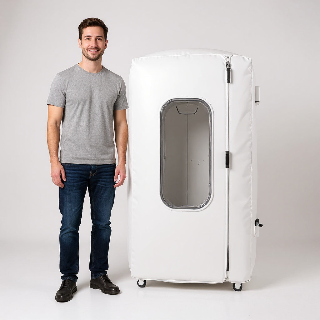 Nylon Hyperbaric Oxygen Therapy Chamber – 75 x 85 x 180 cm, White, Compact view 4