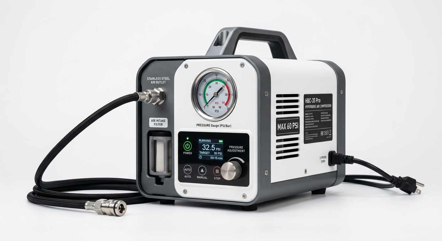 Metal and Plastic Portable Air Compressor – 12 x 8 x 10 in, Compact, Modern