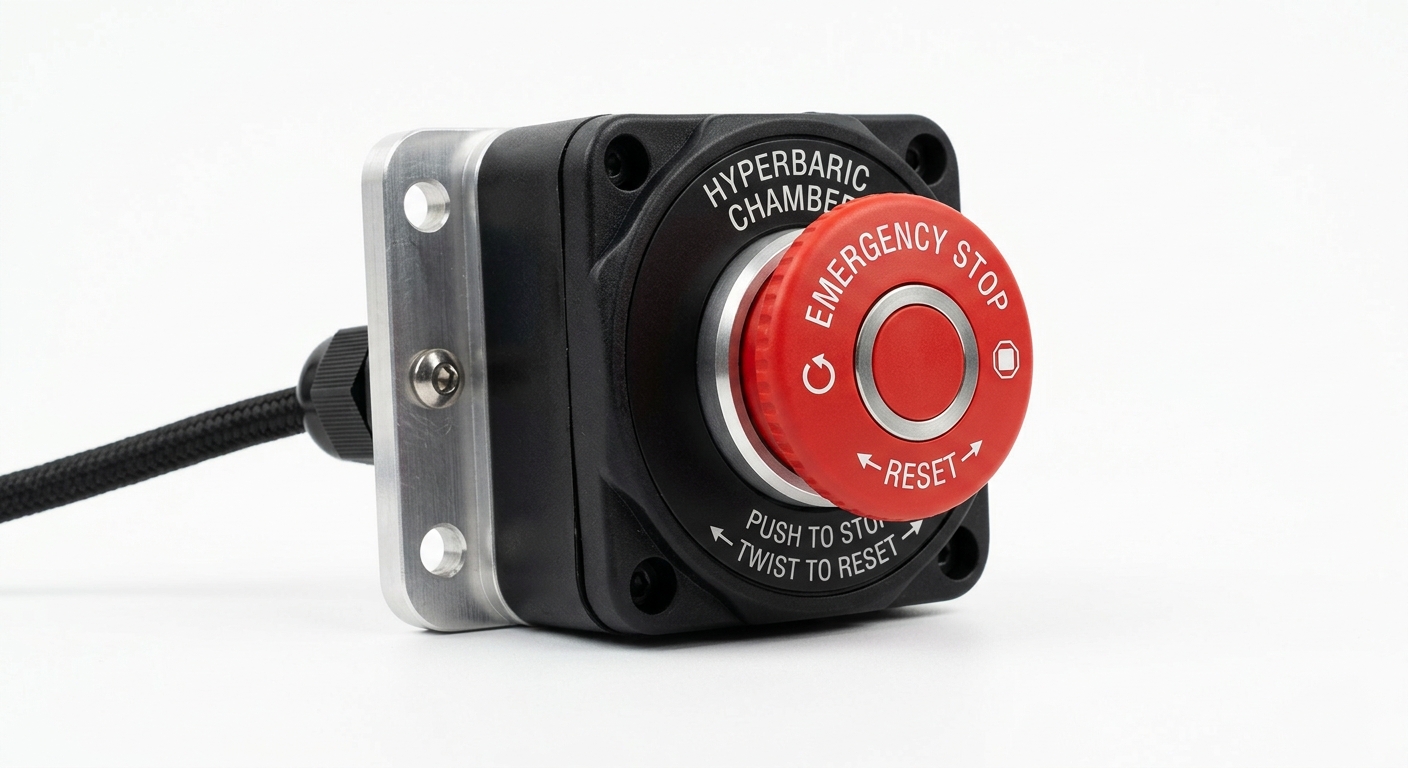 Plastic and Metal Emergency Stop Button – Ergonomic Design, 2.5 Inch Diameter, Red