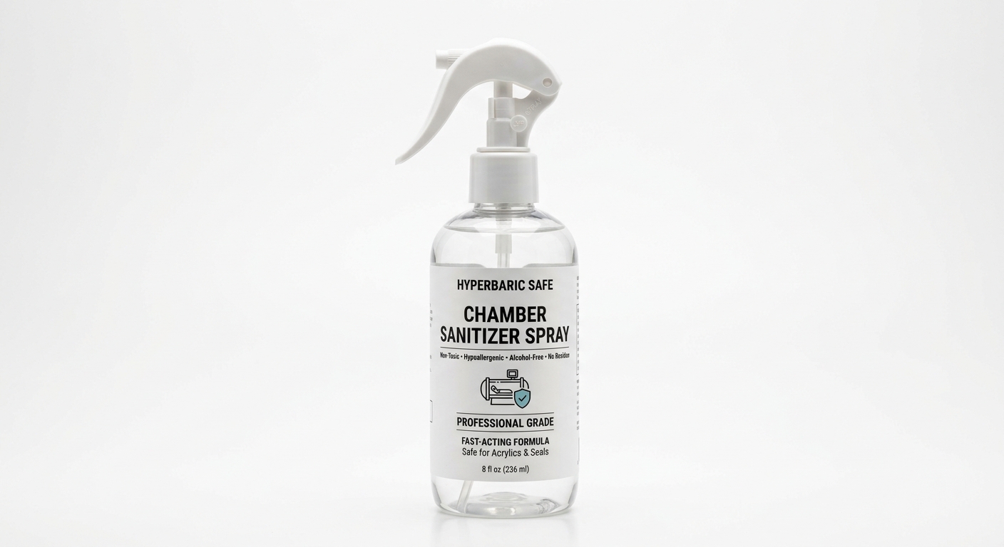 Non-Toxic Hyperbaric Chamber Sanitizer Spray – Compact, 8 oz, Clear